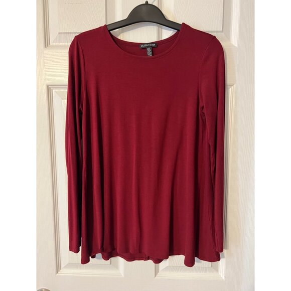 Eileen Fisher Top Dark Red XS Extra Small Long Sleeve Stretch Fall Winter - Picture 5 of 5